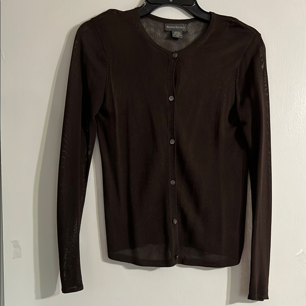 Banana Republic Dark Brown Sheer Cardigan and Top